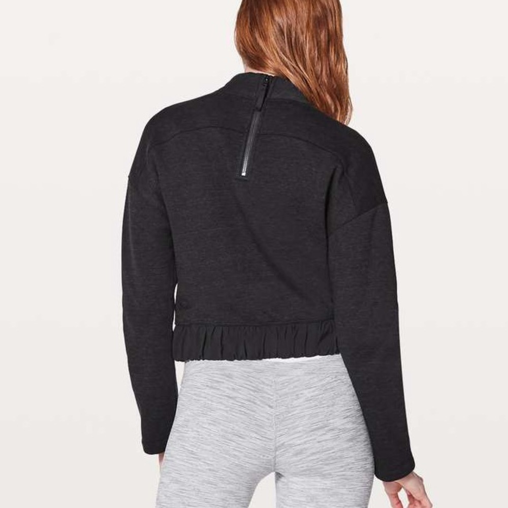 Lululemon Light As Warmth Crew pullover sweatshirt Heathered Core Black size 8​ - Picture 2 of 12
